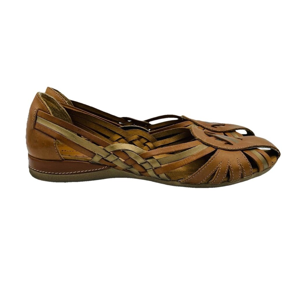 Baretraps Sandal Womens Size 9 M Brown Leather Flats Shoes Slip On Strappy - Picture 1 of 11